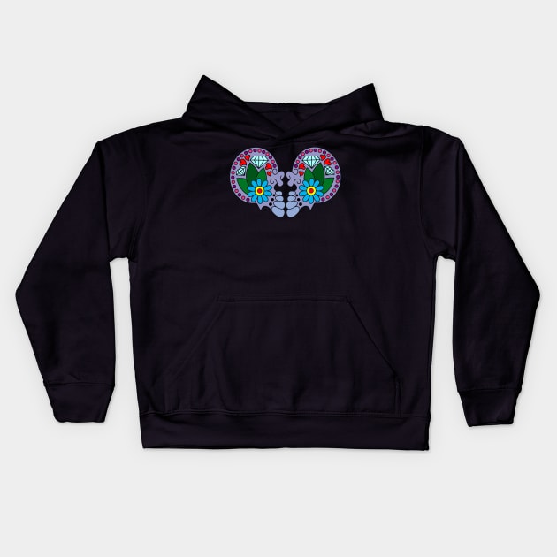 Sugar Skull Heart Kids Hoodie by OrneryDevilDesign